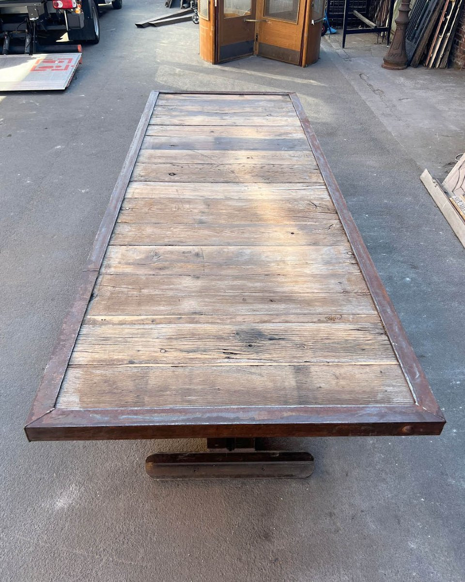 Table plateau chêne piètement en fonte-photo-2