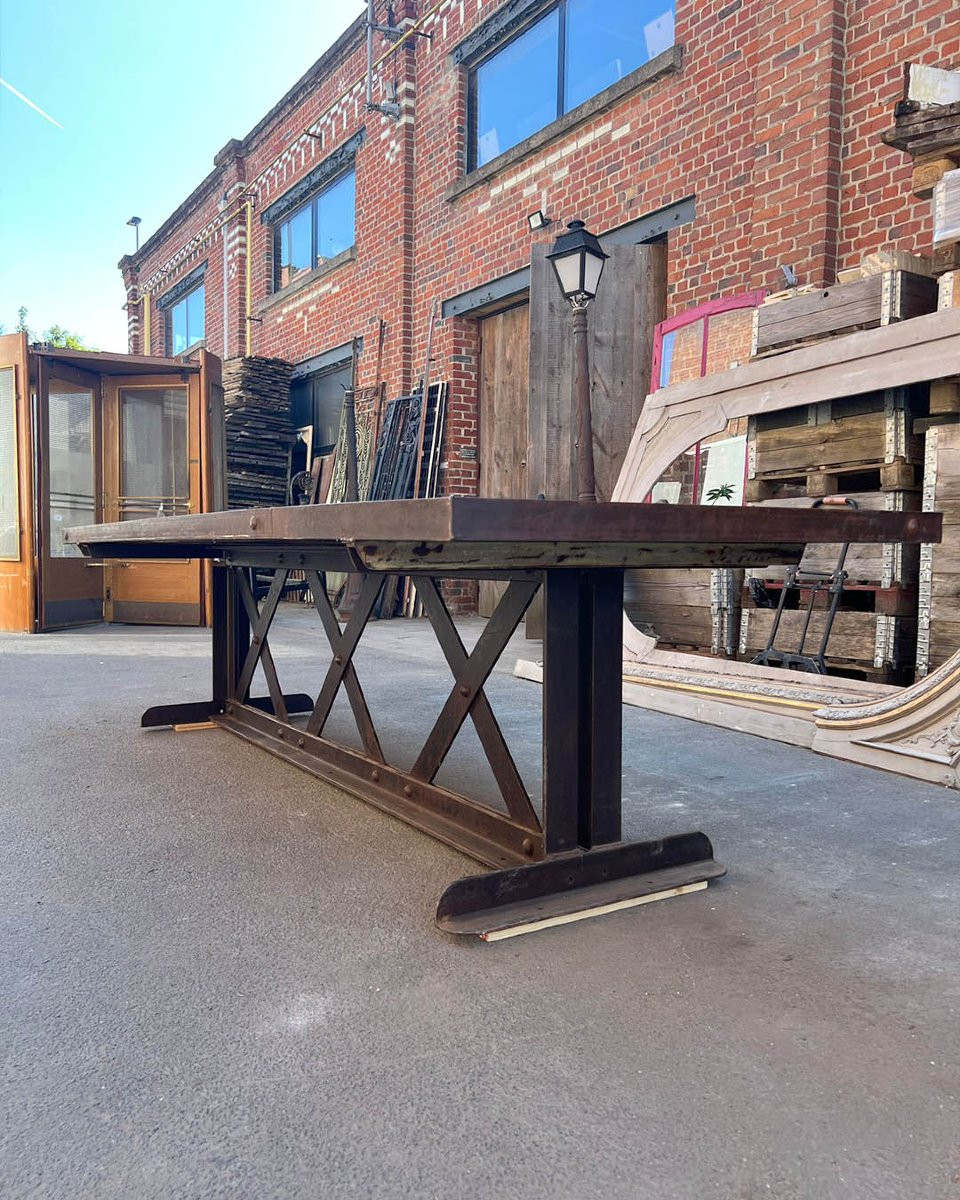 Table plateau chêne piètement en fonte-photo-3