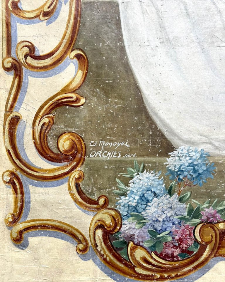 Grande Toile peinte, Allégorie amoureuse dans un jardin antique-photo-2