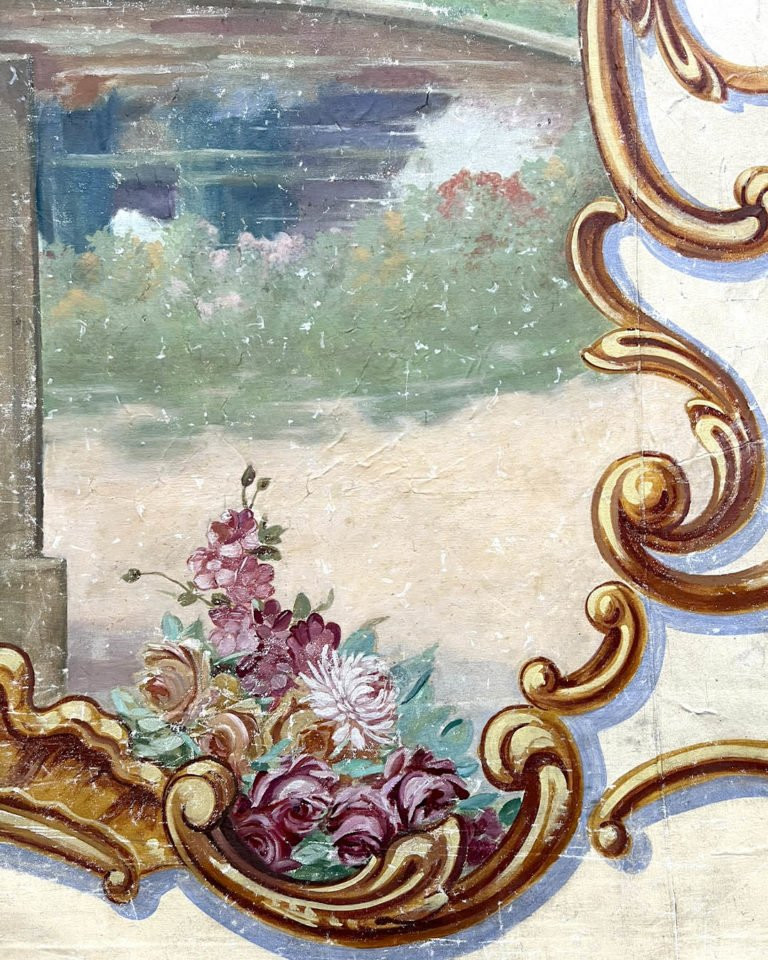 Grande Toile peinte, Allégorie amoureuse dans un jardin antique-photo-1