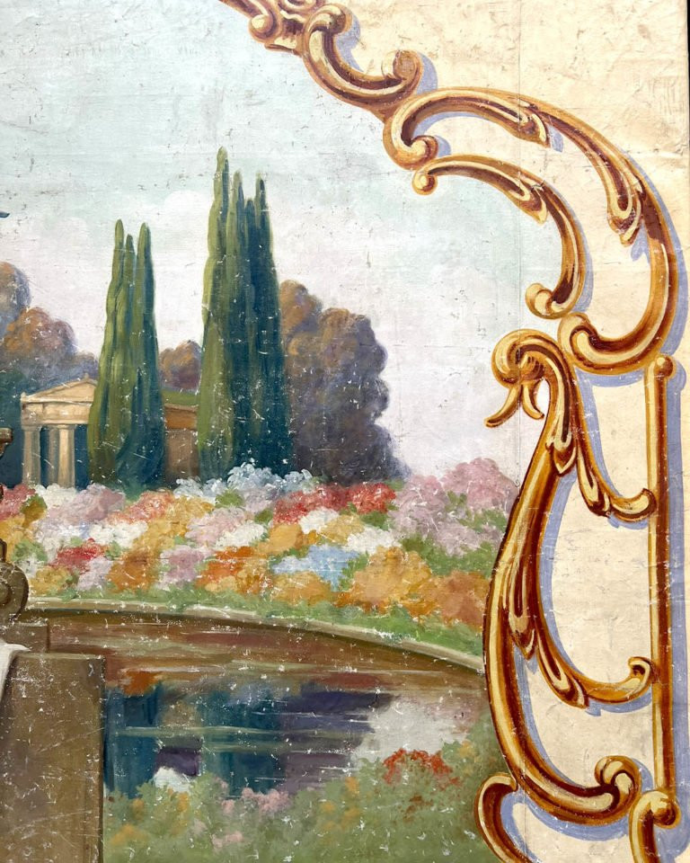 Grande Toile peinte, Allégorie amoureuse dans un jardin antique-photo-2