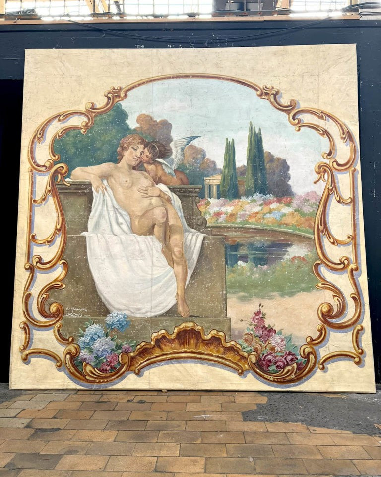 Grande Toile peinte, Allégorie amoureuse dans un jardin antique