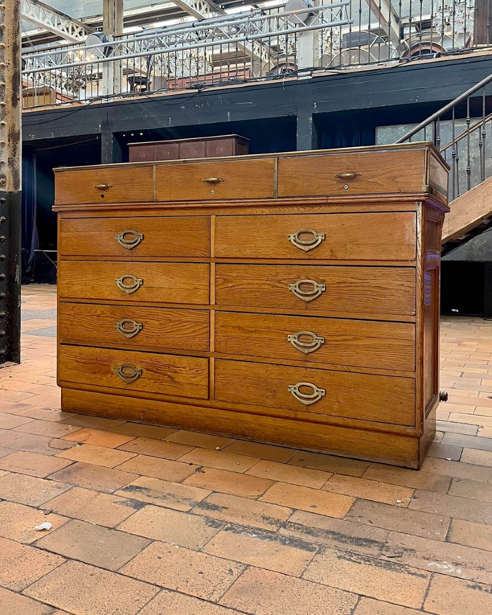 Antique Oak Shop Counter With Glass Top-photo-4