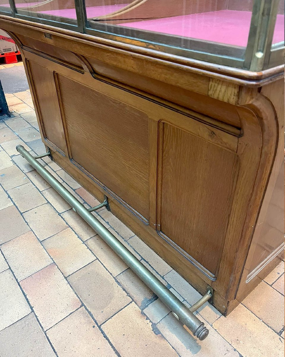 Antique Oak Shop Counter With Glass Top-photo-8