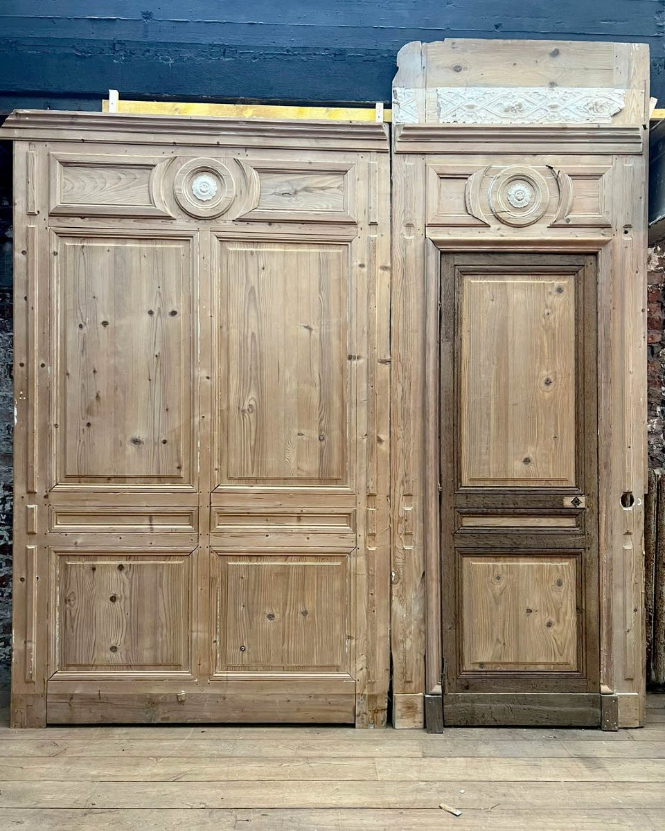 Boiserie parisienne début XXème en sapin 14m linéaire-photo-2