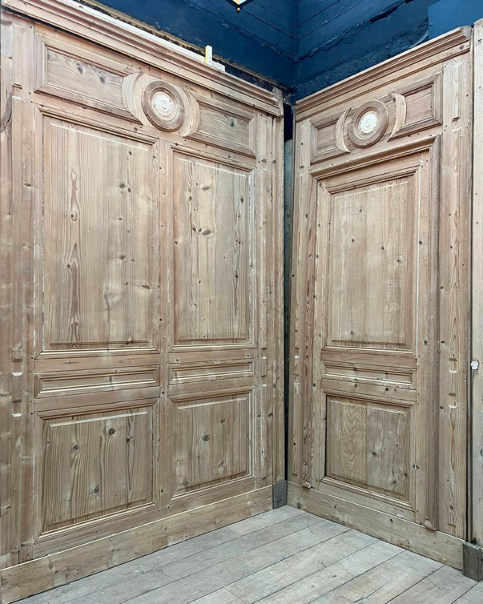 Boiserie parisienne début XXème en sapin 14m linéaire-photo-2