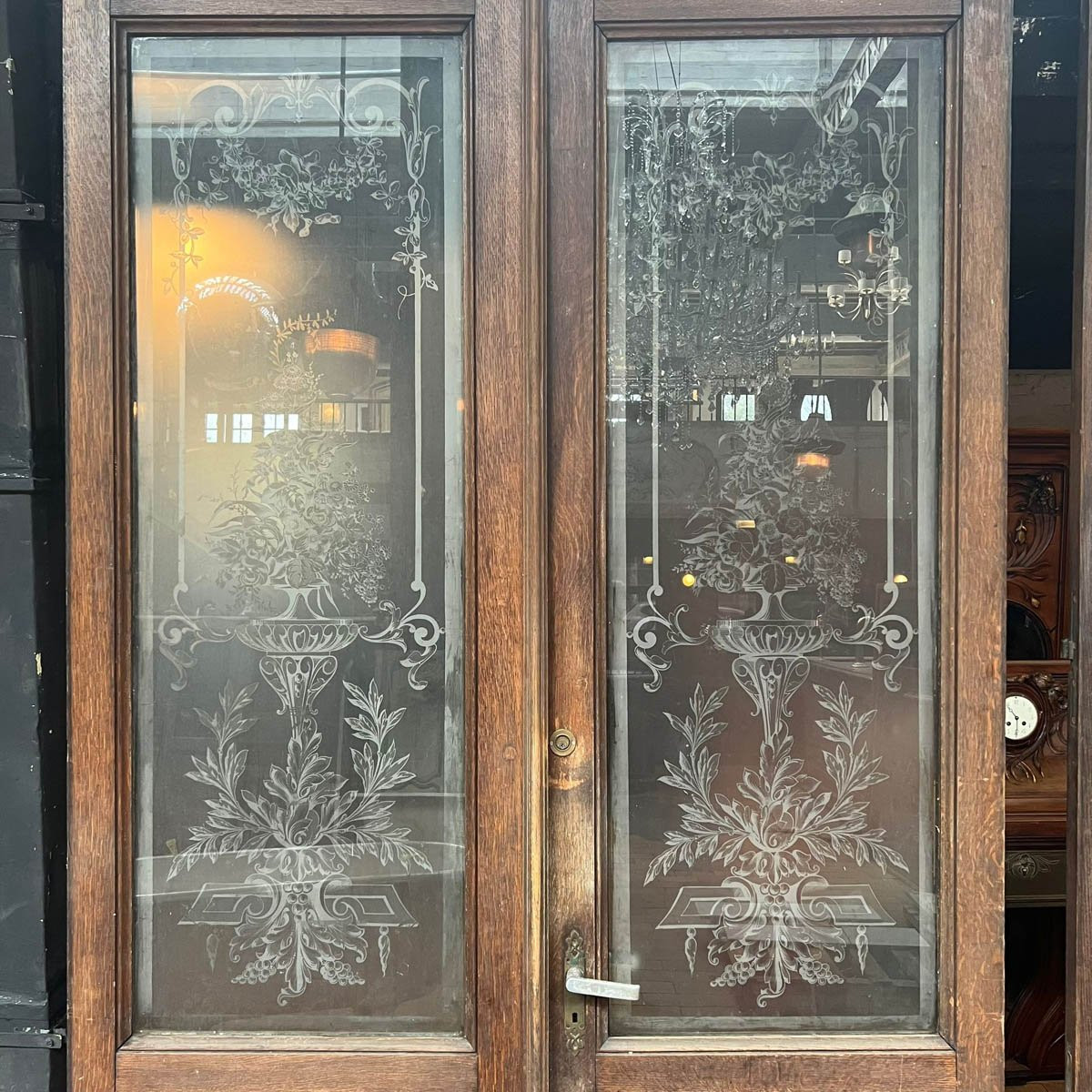 Paire de double portes avec verre gravé 155x300cm-photo-4