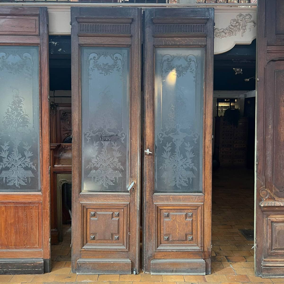 Paire de double portes avec verre gravé 155x300cm-photo-7