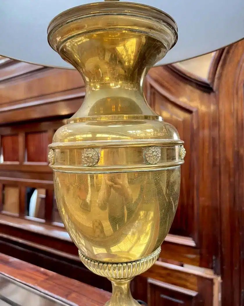 Paire de lampe balustre en bronze doré-photo-3