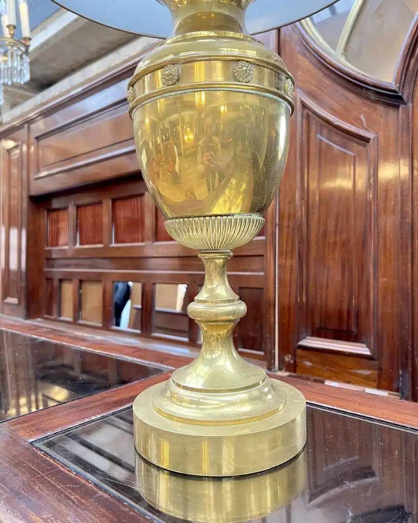 Paire de lampe balustre en bronze doré-photo-2