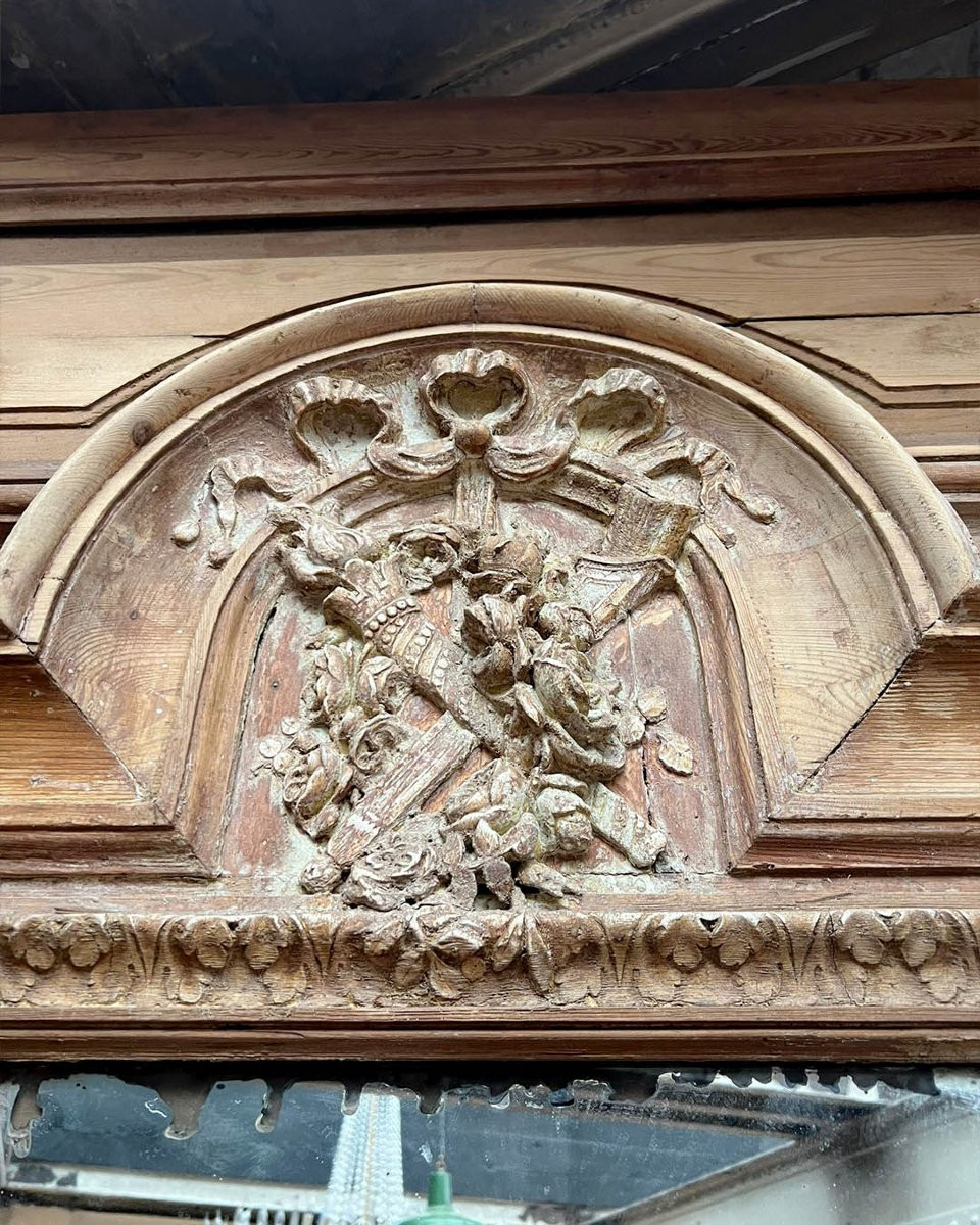 Overmantel Mirror In Stripped Fir Wood, 120x275cm-photo-2