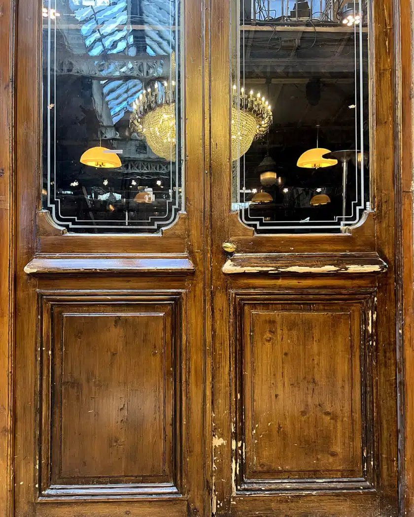 Double porte en verre gravée avec son imposte et bâti 159x282x6,5cm-photo-4