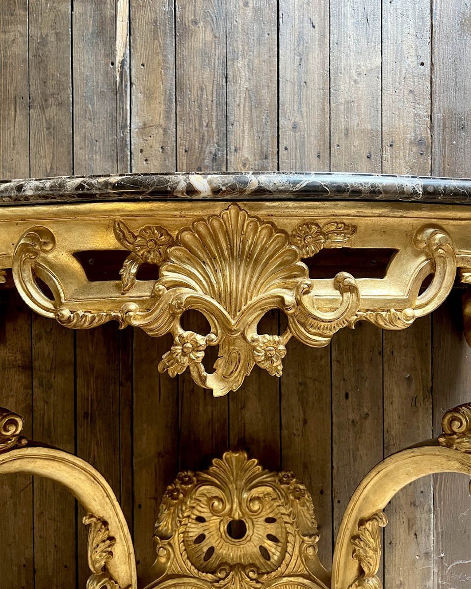 Console Table With Molded Wood And A Louis XV Style Marble Top-photo-4