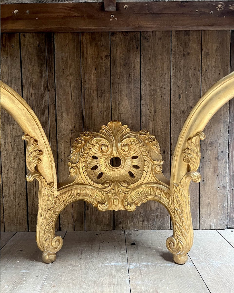 Console Table With Molded Wood And A Louis XV Style Marble Top-photo-3