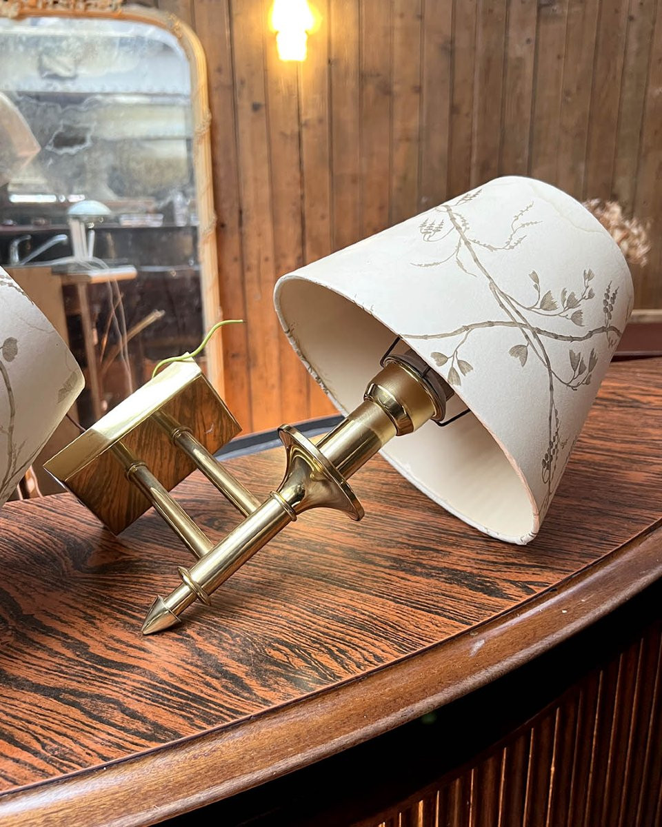 Lot d’appliques en métal doré-photo-3