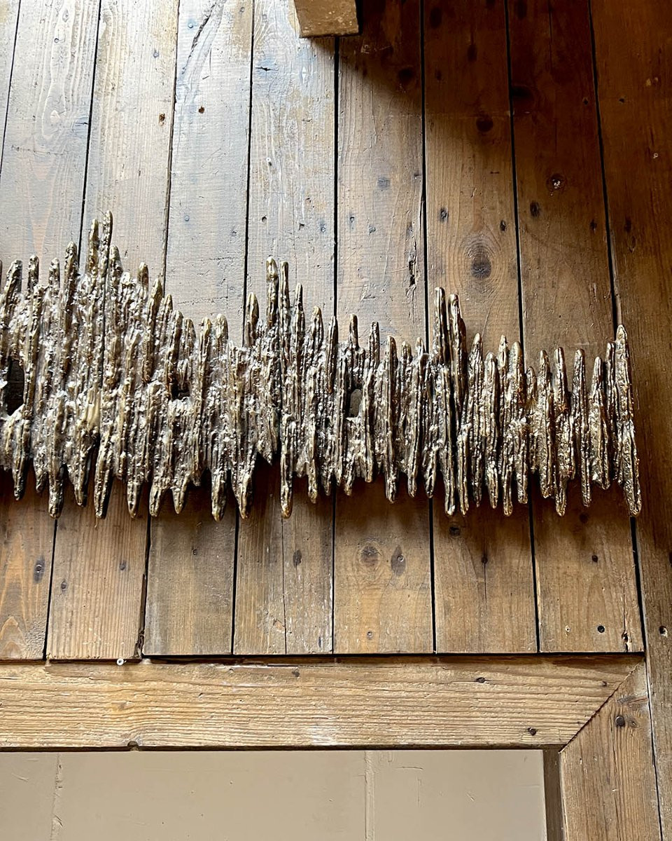 Sculpture brutaliste en bronze doré de Frigerio-photo-4