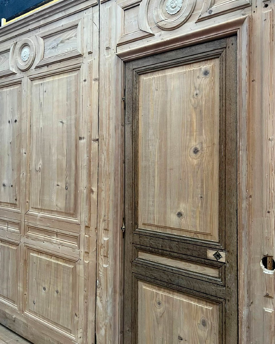 Boiserie parisienne début XXème en sapin 14m linéaire-photo-5