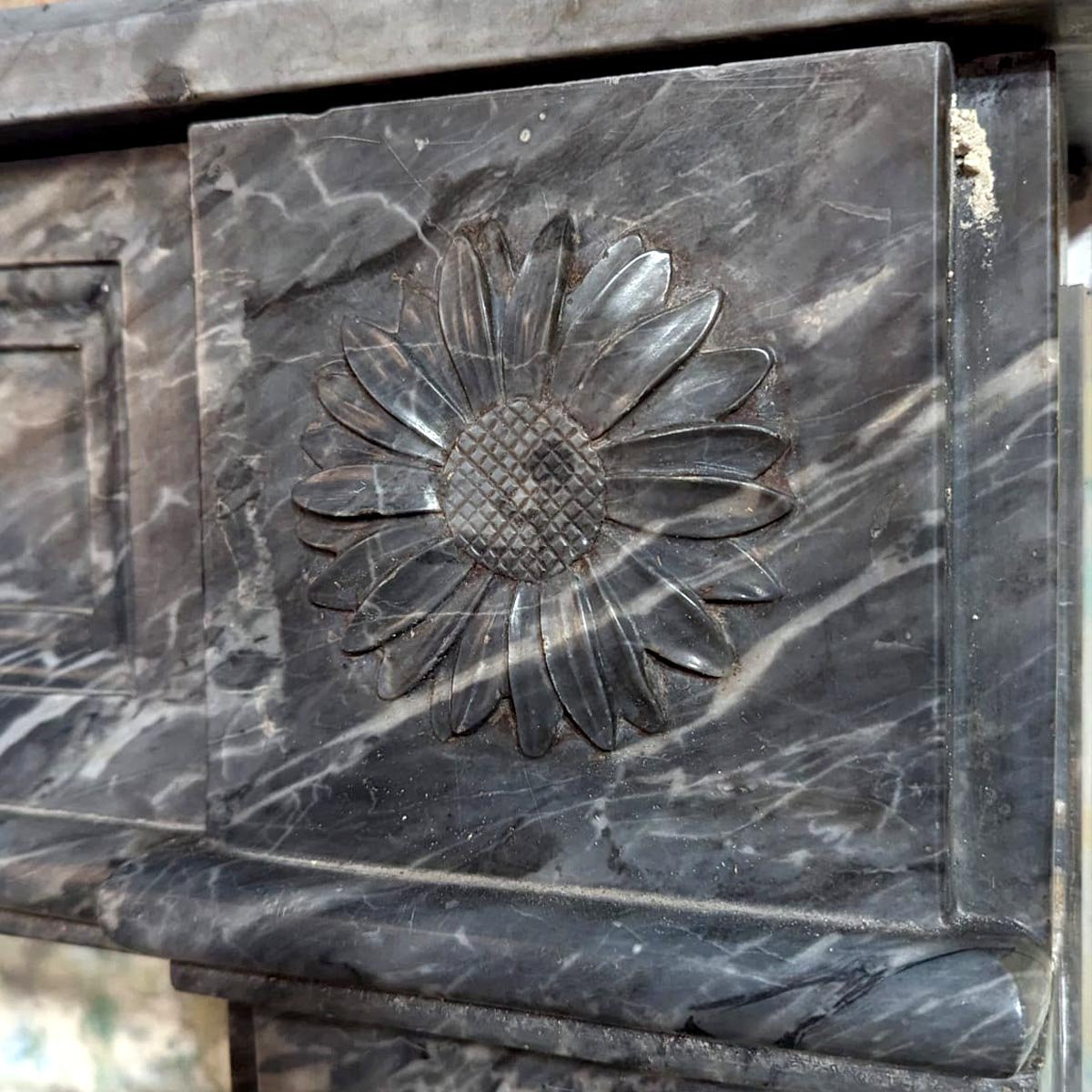 Louis XVI Fireplace In Grey Marble-photo-6