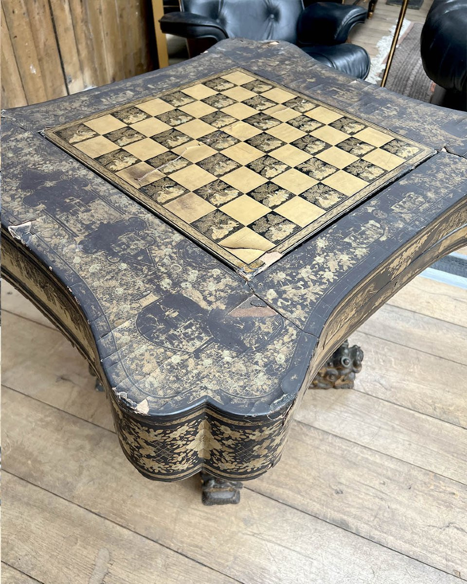 Table de jeu ancienne de style anglo-chinois-photo-3