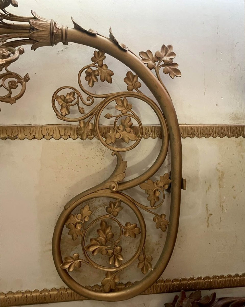 Pair Of Substantial Ten-light Altar Candlesticks In Gilt Bronze-photo-2