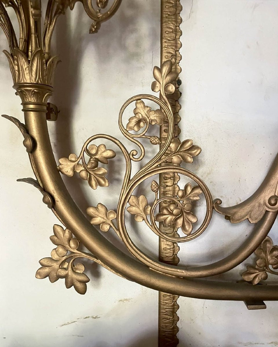 Pair Of Substantial Ten-light Altar Candlesticks In Gilt Bronze-photo-4