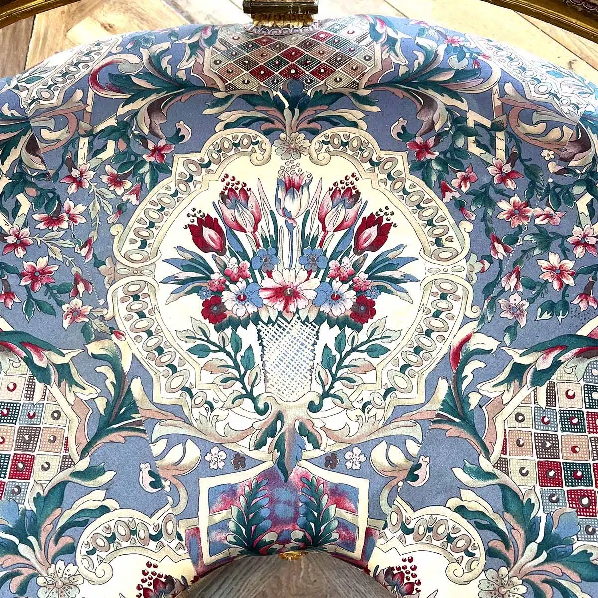 Banquette d’angle Napoléon III en bois dorée-photo-4