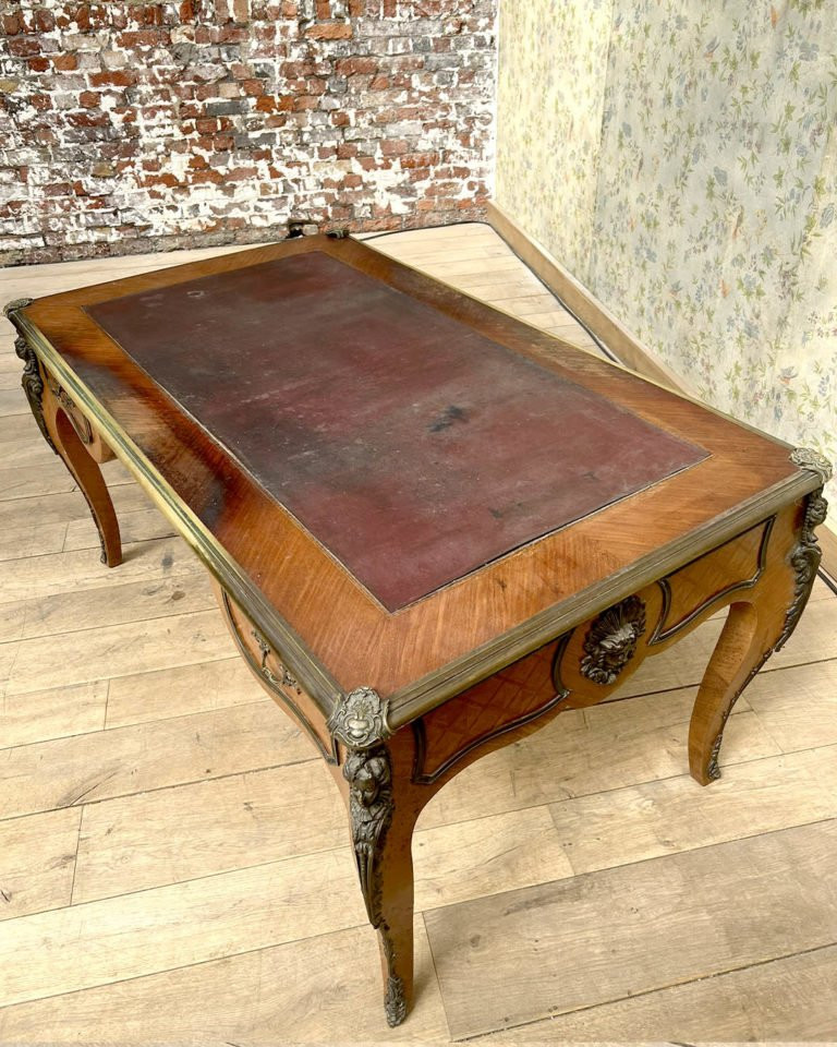 Bureau de style Louis XV avec ses bronzes d’origine-photo-3