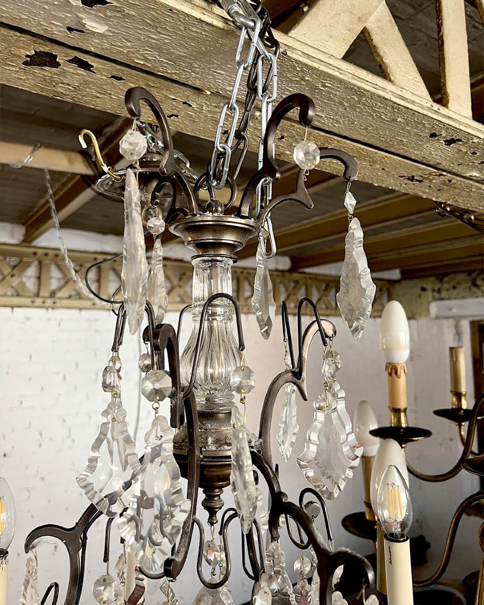 Louis XV Style Bronze Chandelier With Black Patina -photo-3