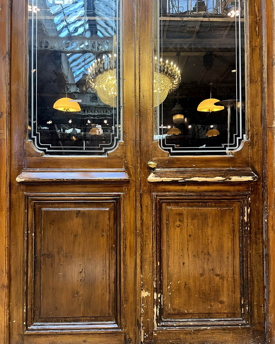 Double Engraved Glass Door With Transom And Frame, 159x282x6.5cm-photo-4