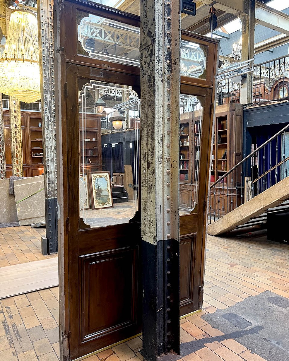 Double Engraved Glass Door With Transom And Frame, 159x282x6.5cm-photo-4