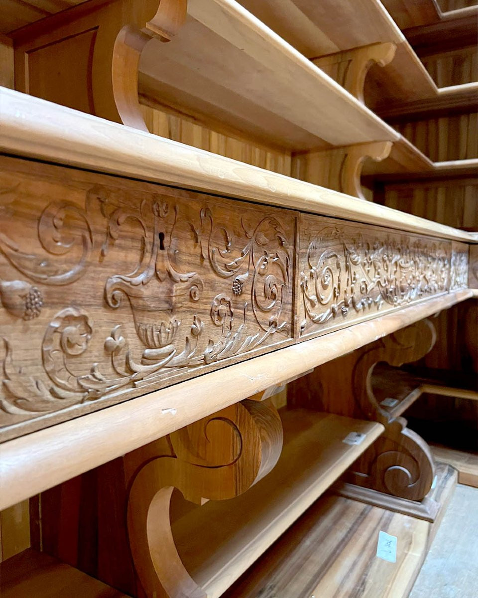Large Early 21st-century Bookcase In Royal Walnut, 13 Linear Meters, Made By Atelier Perrault-photo-2