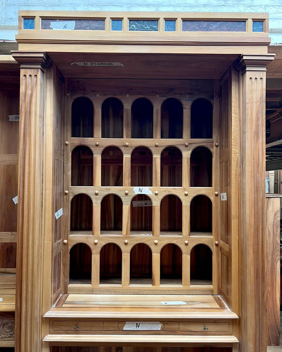 Large Early 21st-century Bookcase In Royal Walnut, 13 Linear Meters, Made By Atelier Perrault-photo-3