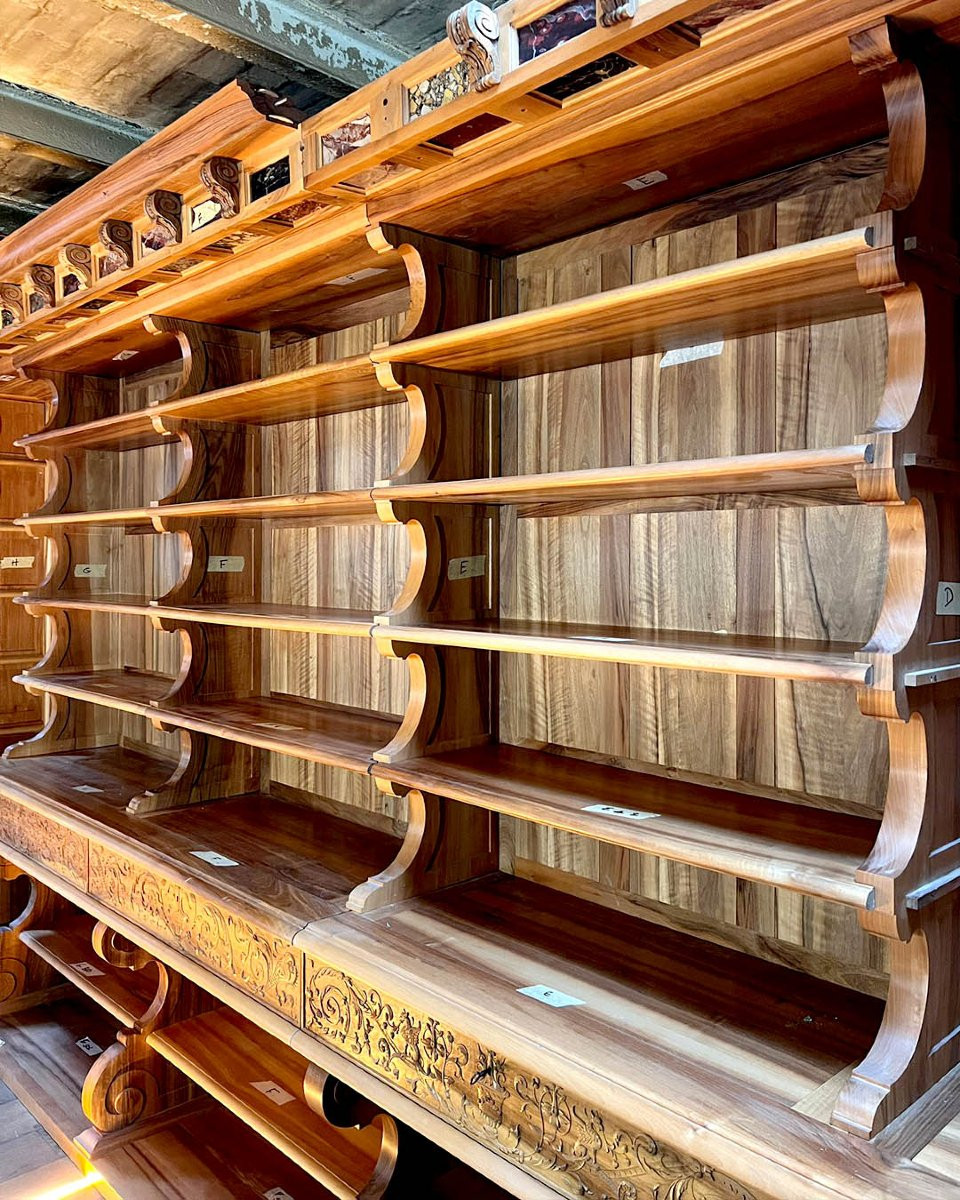 Large Early 21st-century Bookcase In Royal Walnut, 13 Linear Meters, Made By Atelier Perrault-photo-5