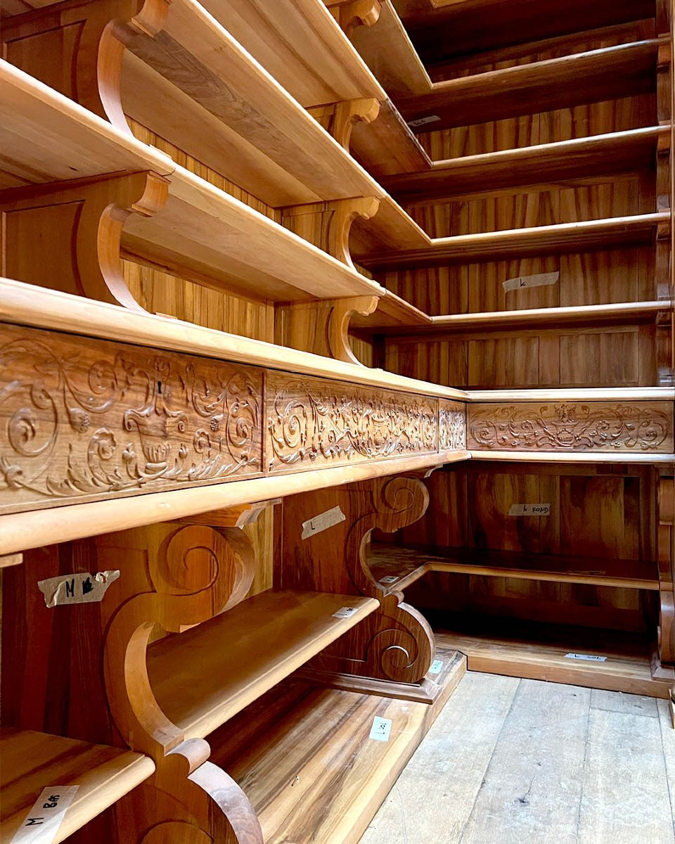 Large Early 21st-century Bookcase In Royal Walnut, 13 Linear Meters, Made By Atelier Perrault-photo-6