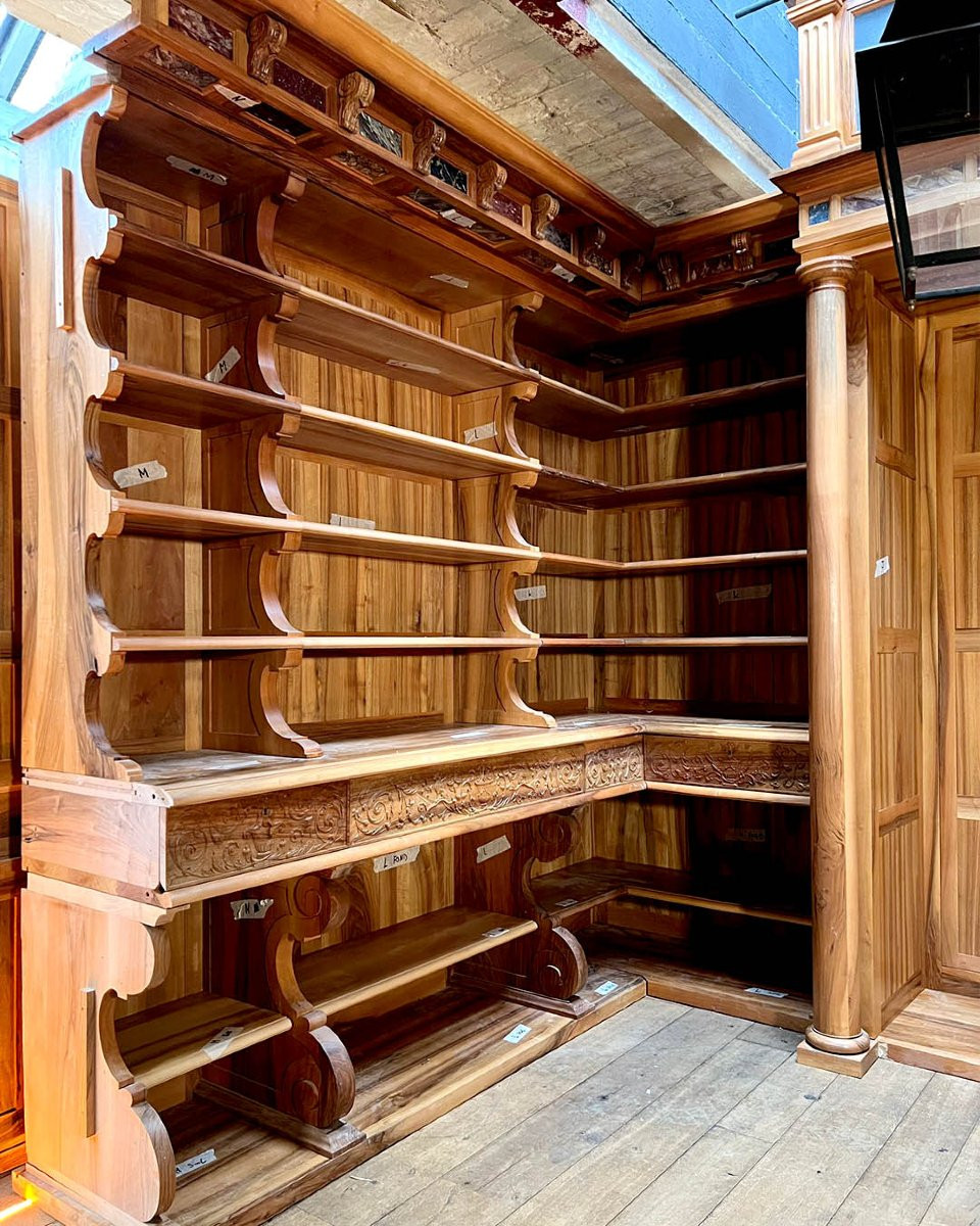 Large Early 21st-century Bookcase In Royal Walnut, 13 Linear Meters, Made By Atelier Perrault-photo-8