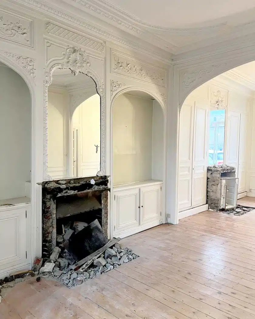 Boiserie d’entourage de cheminée avec paire d’alcove-photo-3