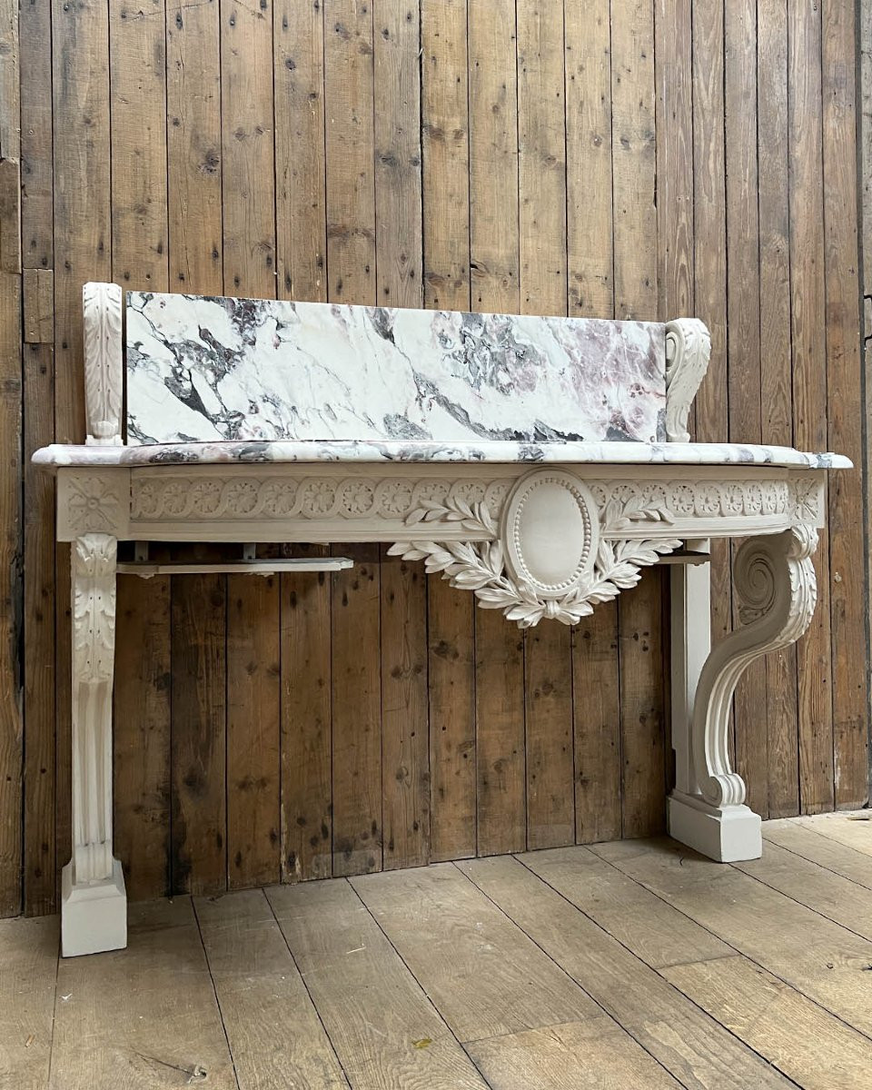 Console d’esprit Louis XVI plateau marbre-photo-3