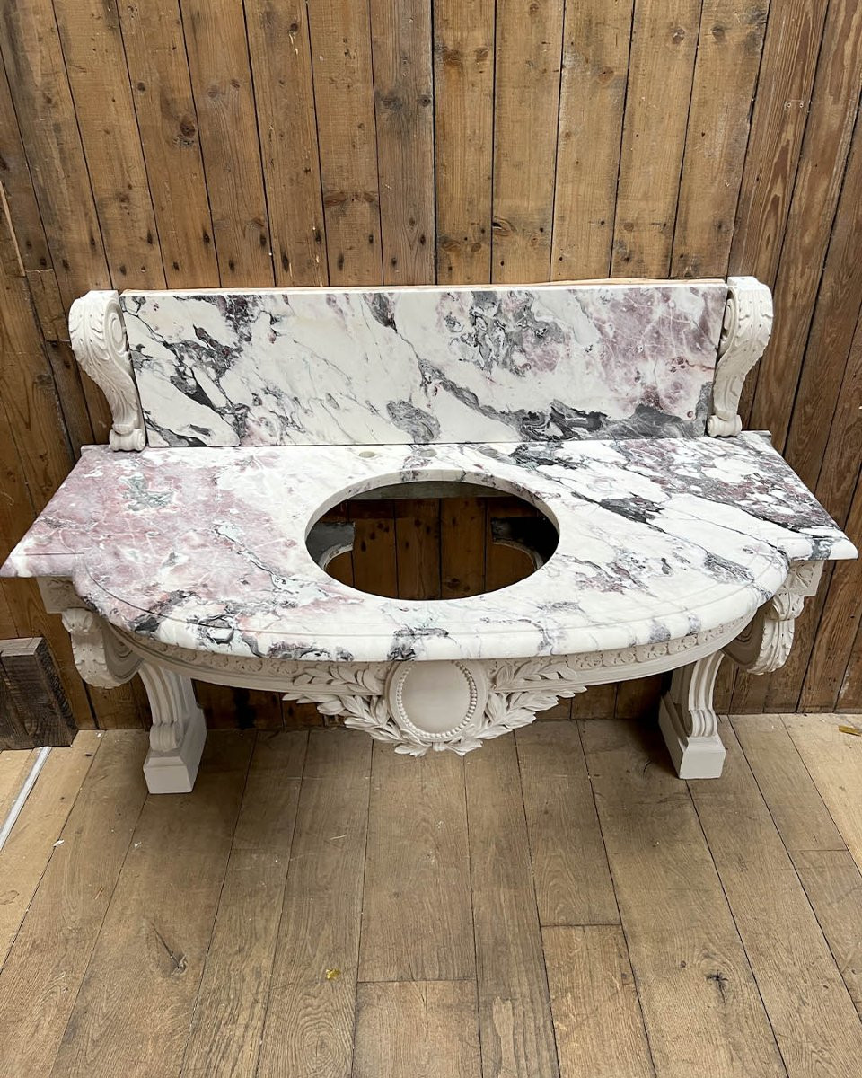 Console d’esprit Louis XVI plateau marbre-photo-4