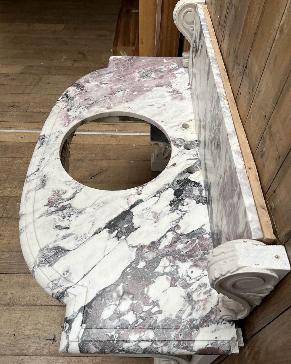 Console d’esprit Louis XVI plateau marbre-photo-4