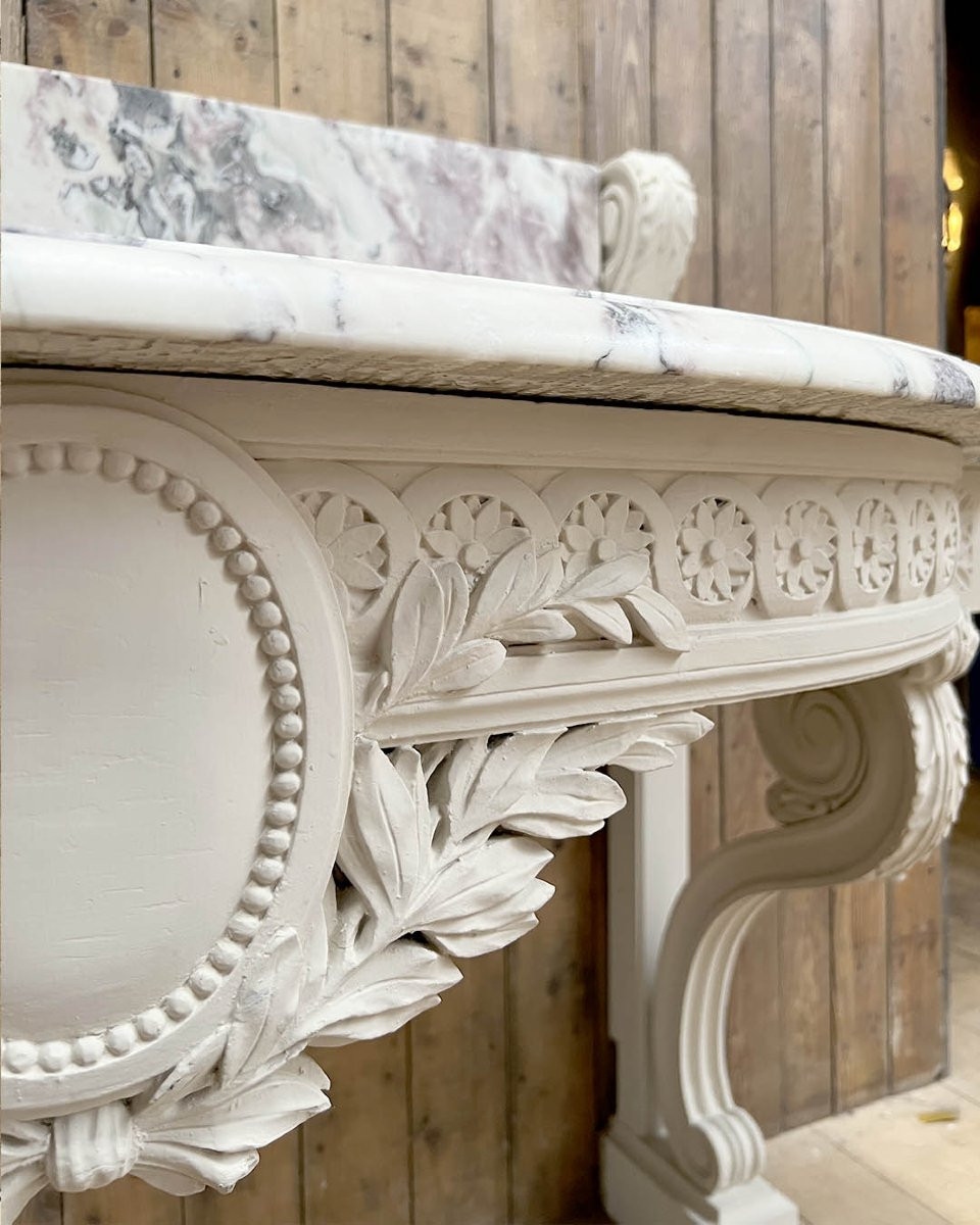 Console d’esprit Louis XVI plateau marbre-photo-7