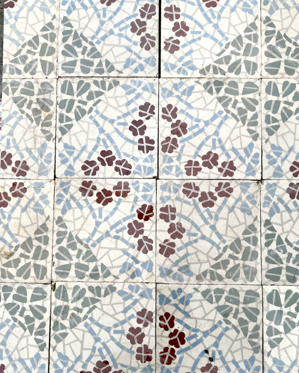 Lot Of 53 M² Of Cement Tiles With Its Border-photo-3