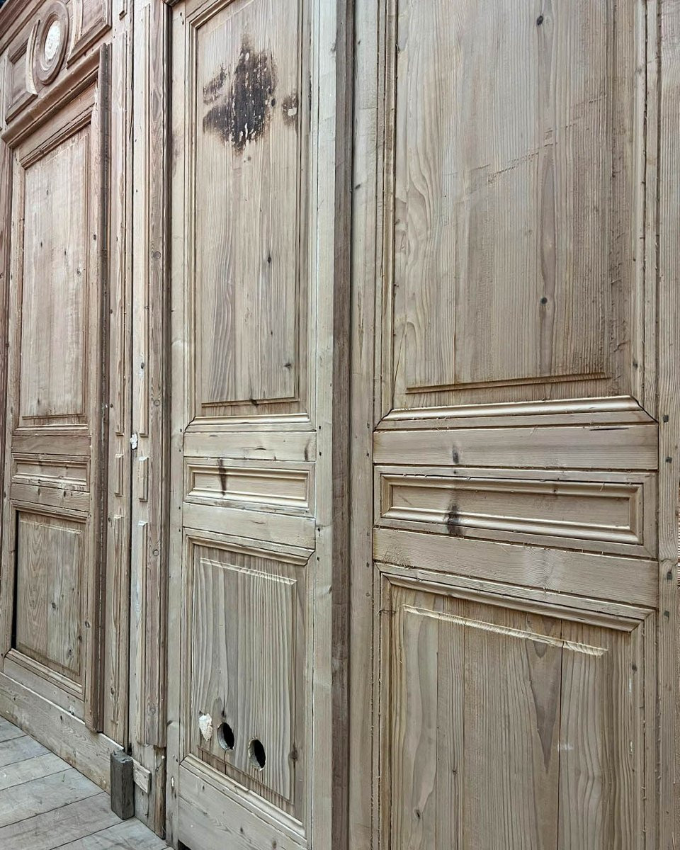 Boiserie parisienne début XXème en sapin 14m linéaire-photo-4