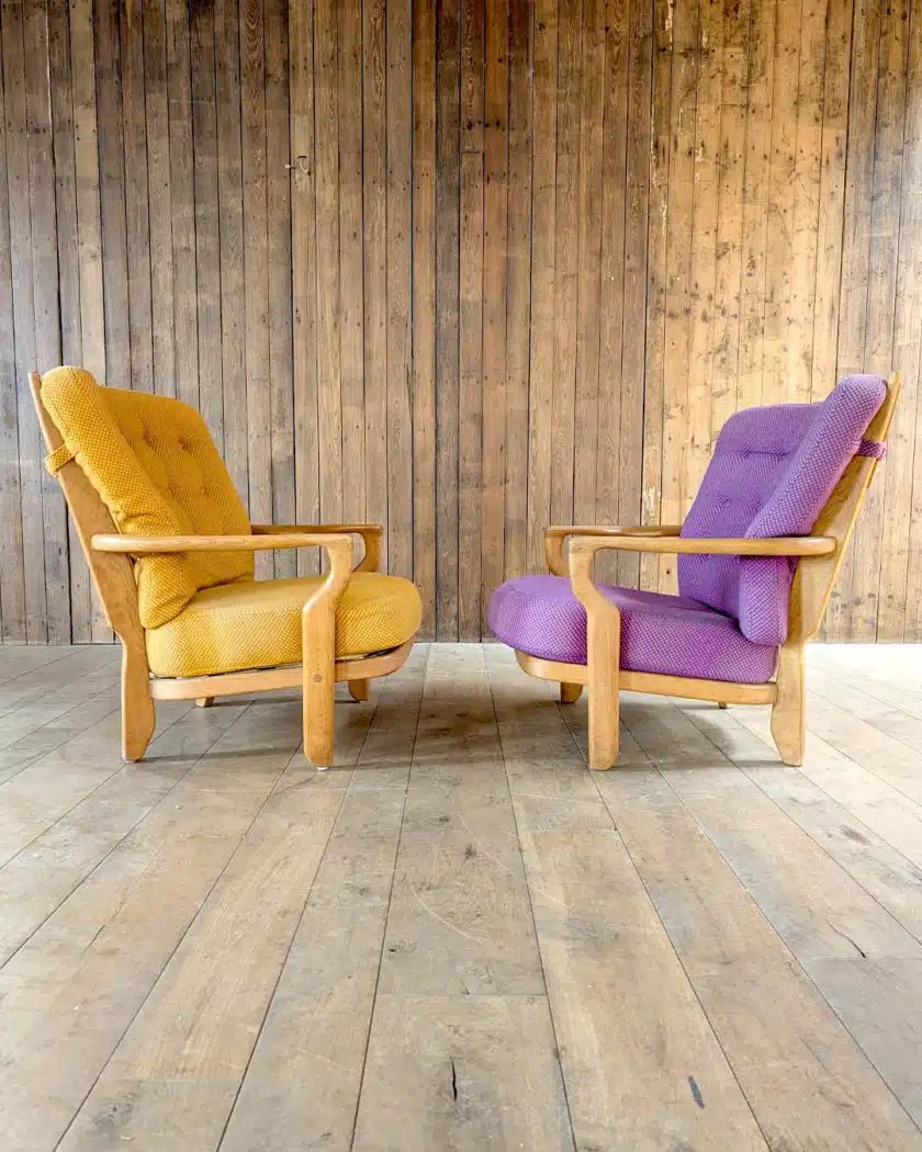  Paire de fauteuils Guillerme et Chambron modèle Roméo et Juliette-photo-4