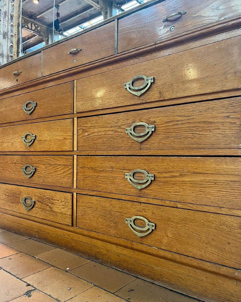 Antique Oak Shop Counter With Glass Top-photo-2