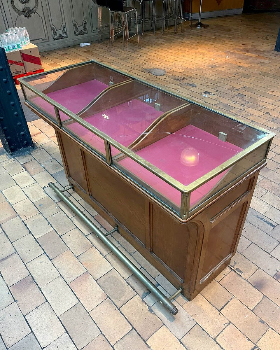 Antique Oak Shop Counter With Glass Top-photo-3