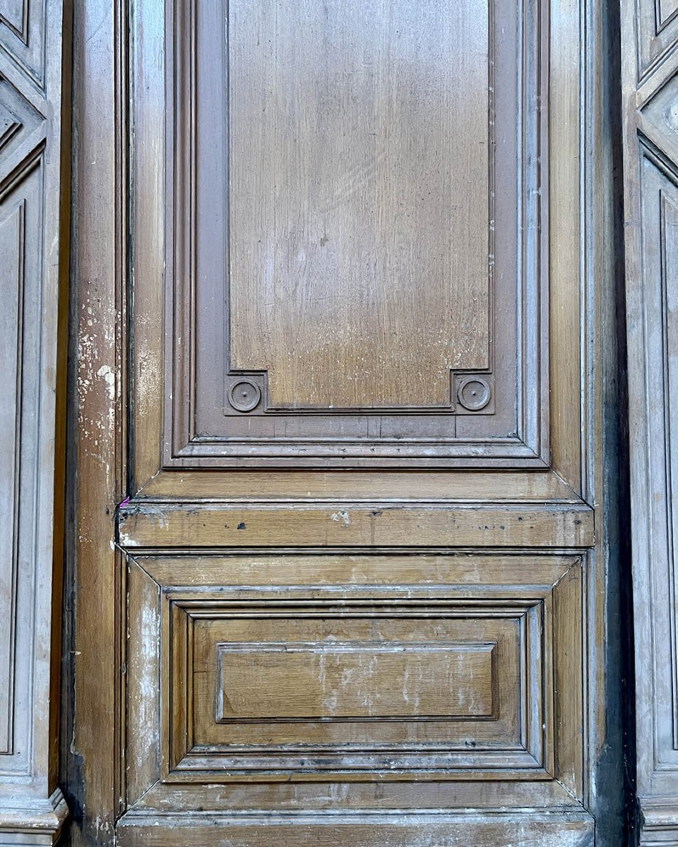 Boiserie début XXème en chêne, 7,5m linéaire-photo-5