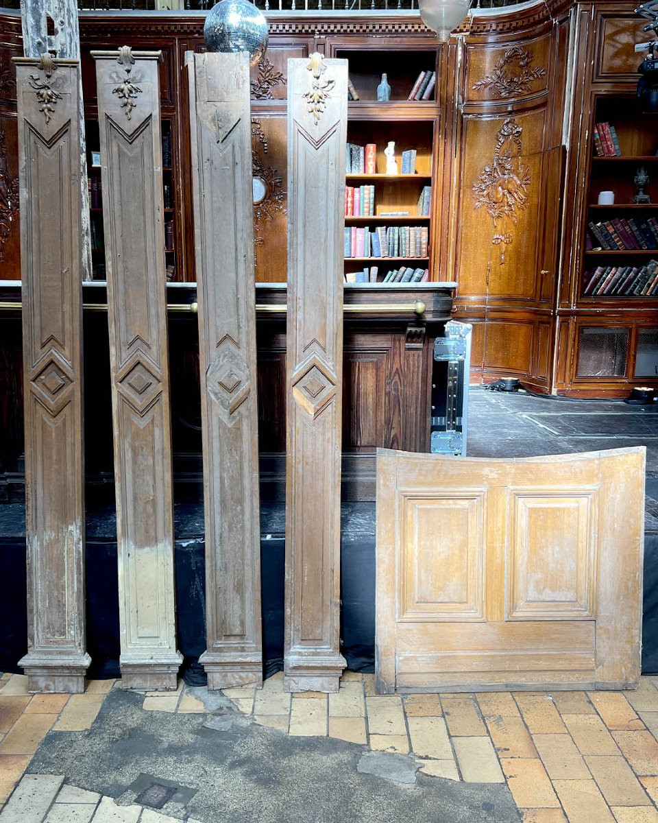 Boiserie début XXème en chêne, 7,5m linéaire-photo-7