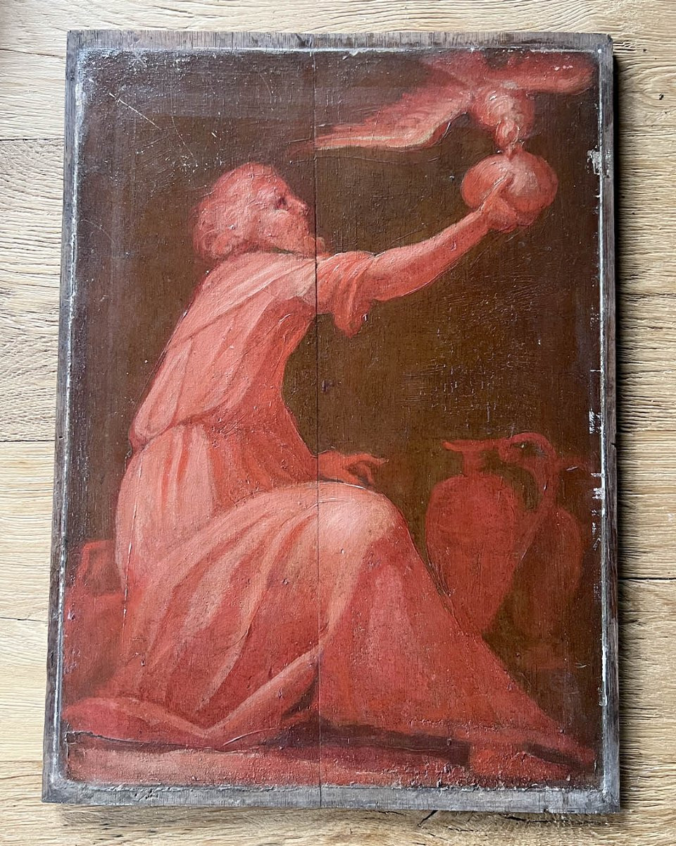 Lot de 8 tableaux, peints sur bois d’époque XVIII-photo-4