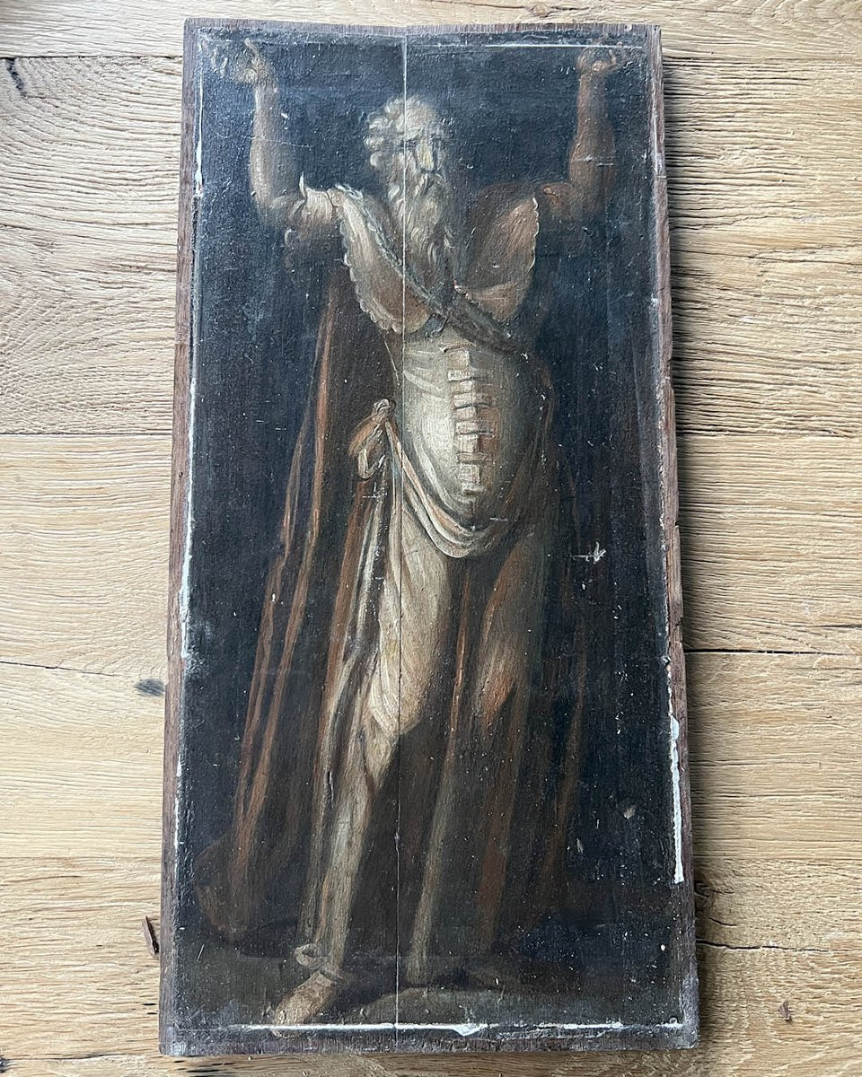 Lot de 8 tableaux, peints sur bois d’époque XVIII-photo-1