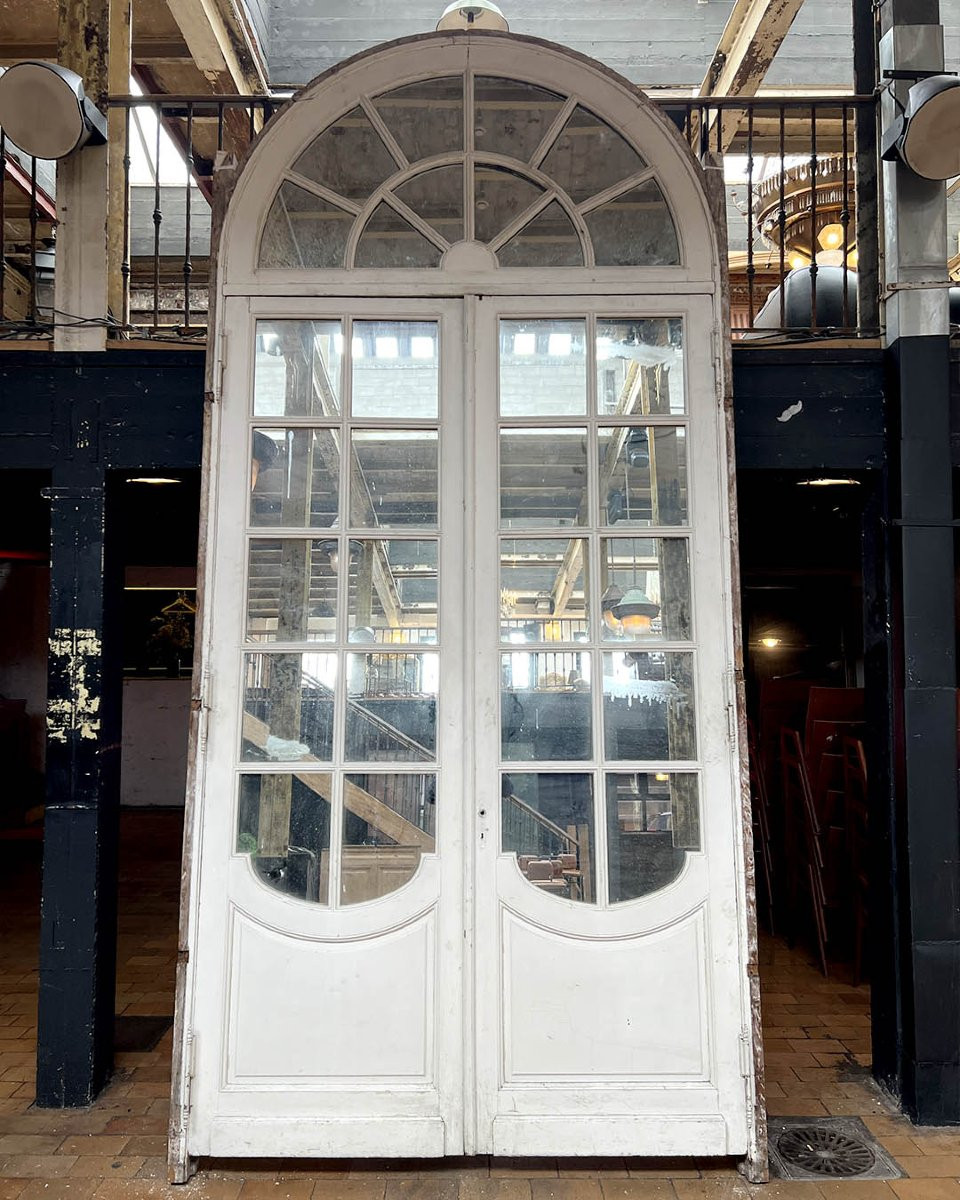 Lot de grandes doubles portes en chêne avec leur bâti et imposte 201x429cm-photo-3